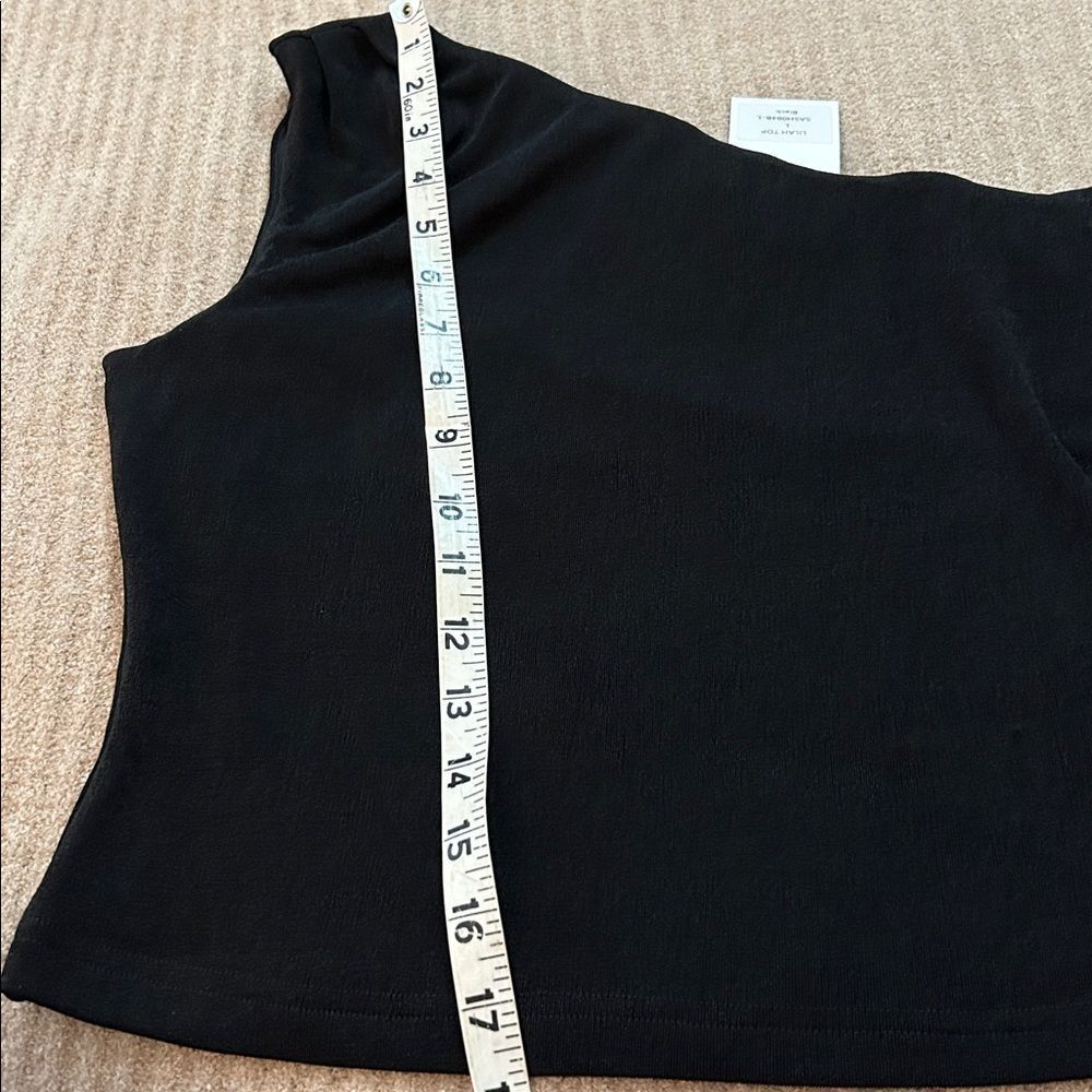 One-Shoulder Black Crop Top - Women's Stylish Asymmetric Tank - Picture 6 of 7